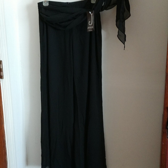 Copy NWT SHEER Pants w Self Tie Sash Wide Leg, Lined - Picture 2 of 7